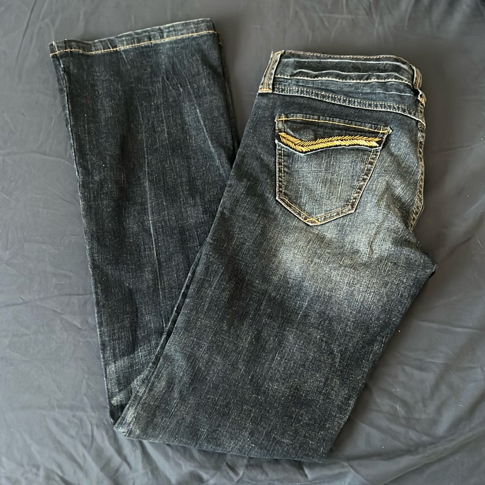 Express jeans size 2. Gold beading